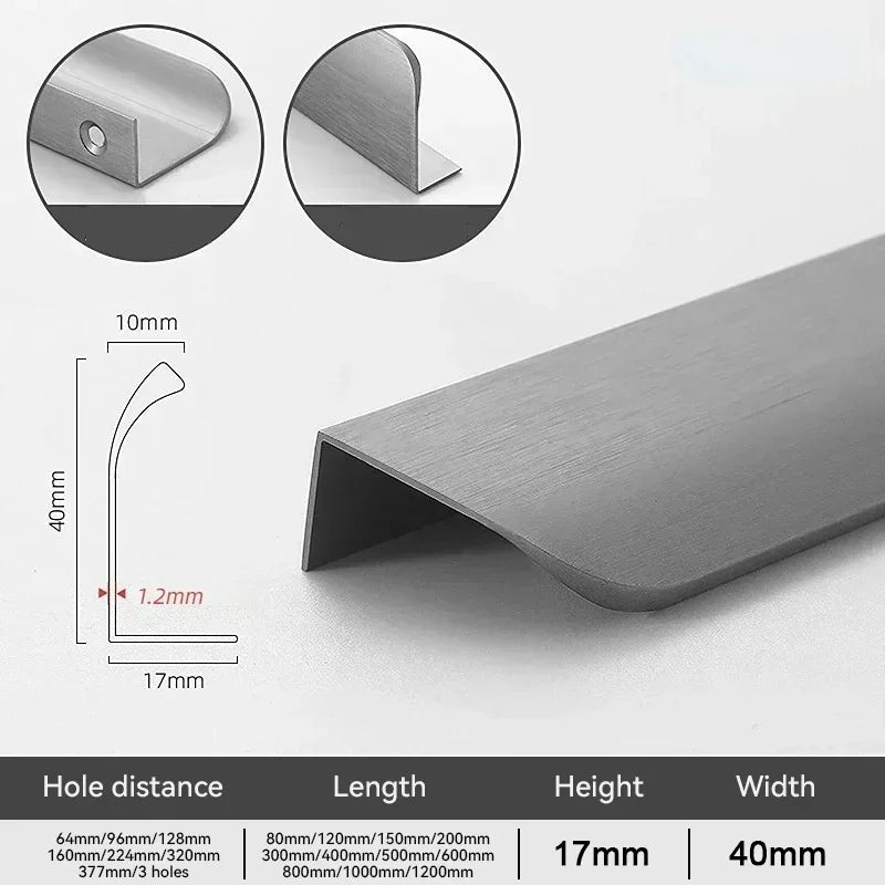 Hidden Cabinet Pulls Drawer Knobs Bedroom Door Handles Aluminum Alloy Kitchen Cupboard Door Pulls Furniture Handle Hardware