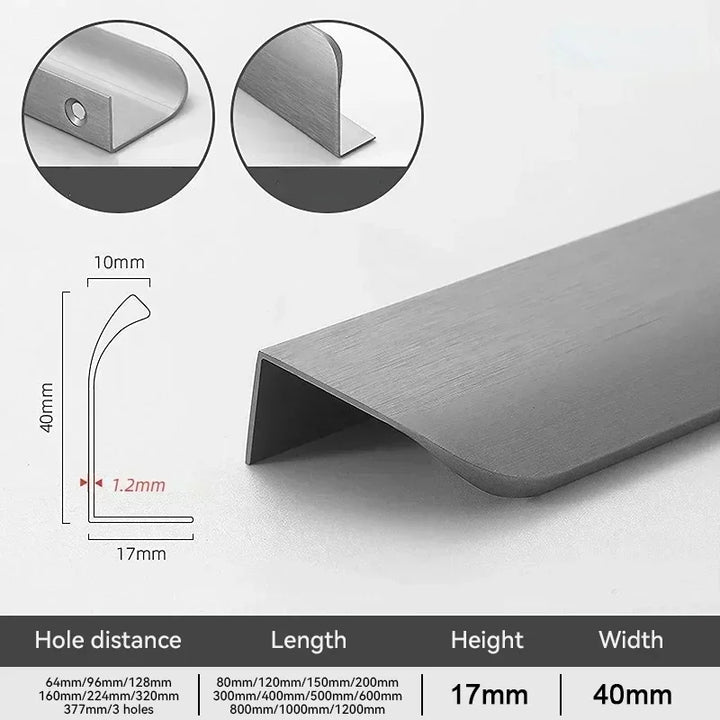 Hidden Cabinet Pulls Drawer Knobs Bedroom Door Handles Aluminum Alloy Kitchen Cupboard Door Pulls Furniture Handle Hardware