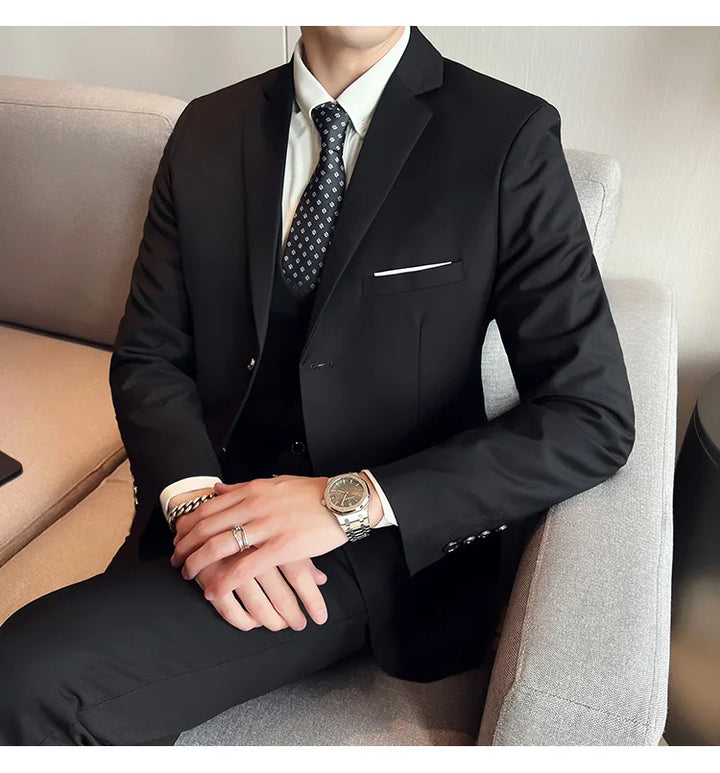 High Quality Business Casual Wedding (suit + Vest + Trousers) 2024 New Fashion Banquet Handsome Men's 3-piece Set  S-6XL