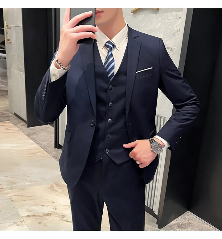 High Quality Business Casual Wedding (suit + Vest + Trousers) 2024 New Fashion Banquet Handsome Men's 3-piece Set  S-6XL