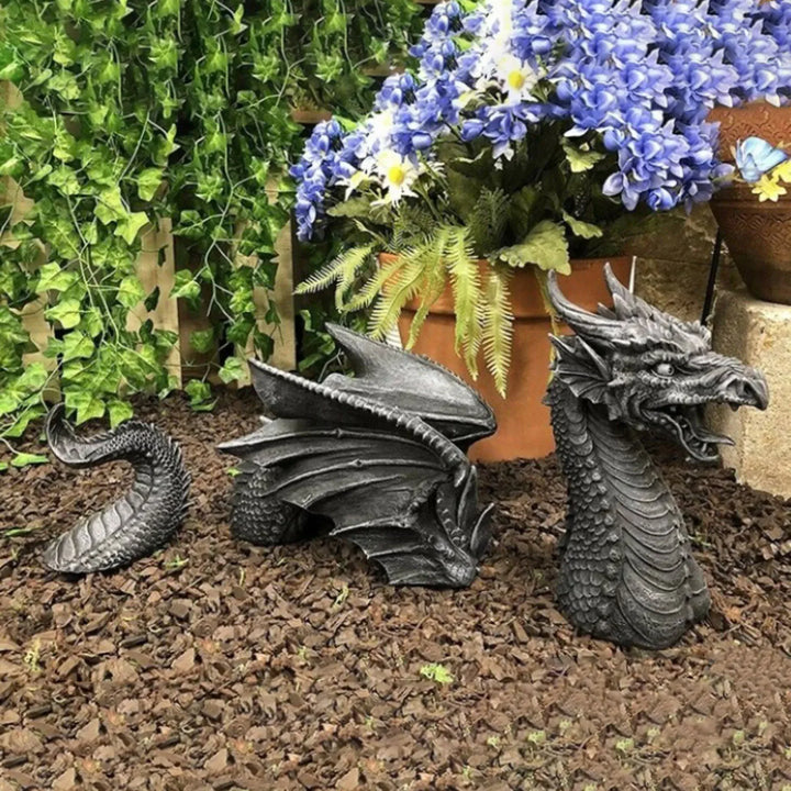 Dragon Resin Lawn Sculpture Gothic Fantasy Character Art Garden