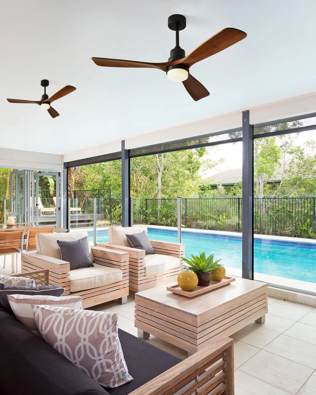 Industrial Ceiling Fans with Lights Remote Control Indoor Outdoor Wood Ceiling Fan with 3 Blade for Patio Living Room Bedroom