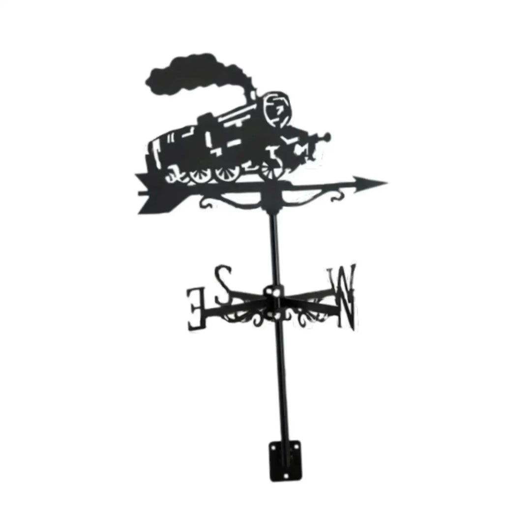 Train Metal Weathervane Wind Vane Iron Ornament Roof Mount Retro Weathercock Wind Direction, for Porch Deck Outdoor Yard Garden