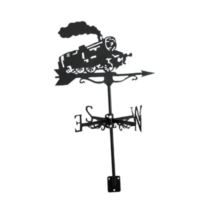 Train Metal Weathervane Wind Vane Iron Ornament Roof Mount Retro Weathercock Wind Direction, for Porch Deck Outdoor Yard Garden