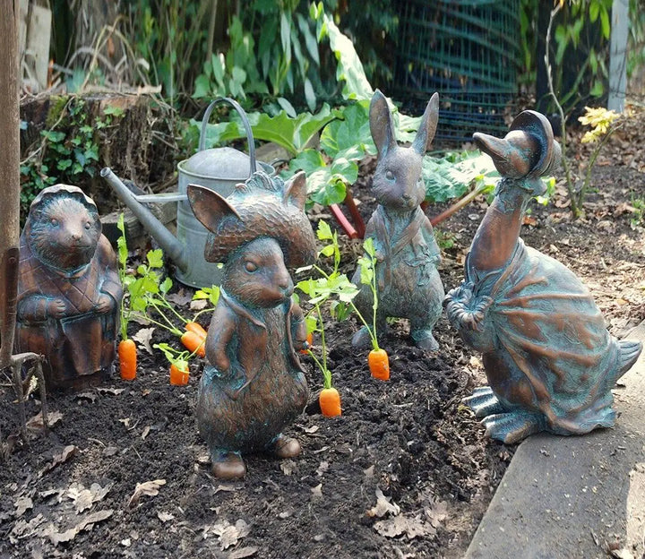 1PC Alice in Wonderland Figurines Rabbit Hedgehog Water Duck Resin Craft Ornaments  Garden  Decor