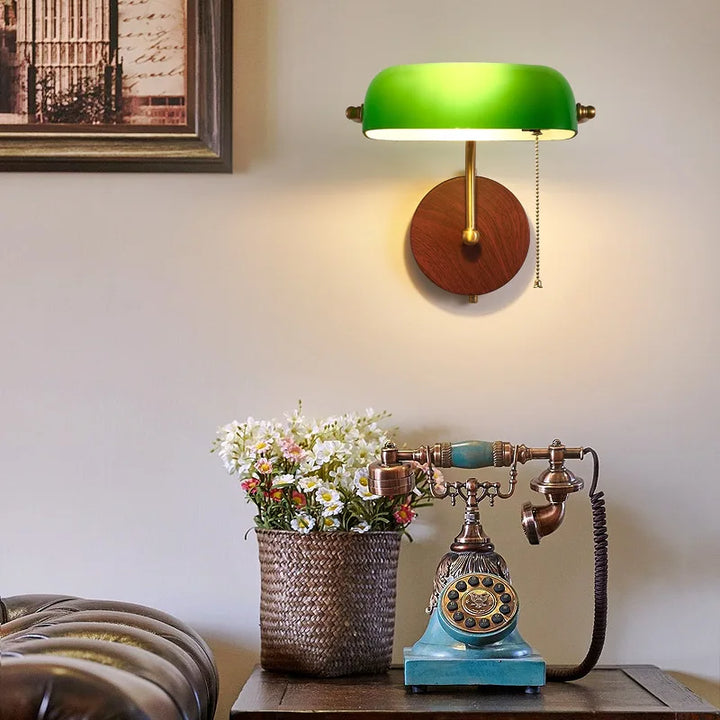 Retro Wall Lamp Entrance Courtyard Entrance Living Room Corridor Hotel Green Glass Cover Atmosphere Sconce