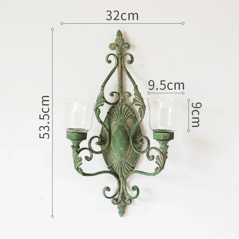 Juhan-Wall Hanging Candlestick, Wind Lamp, Retro Iron Art, Renovation Decoration, Grocery, Garden, Courtyard, French Style