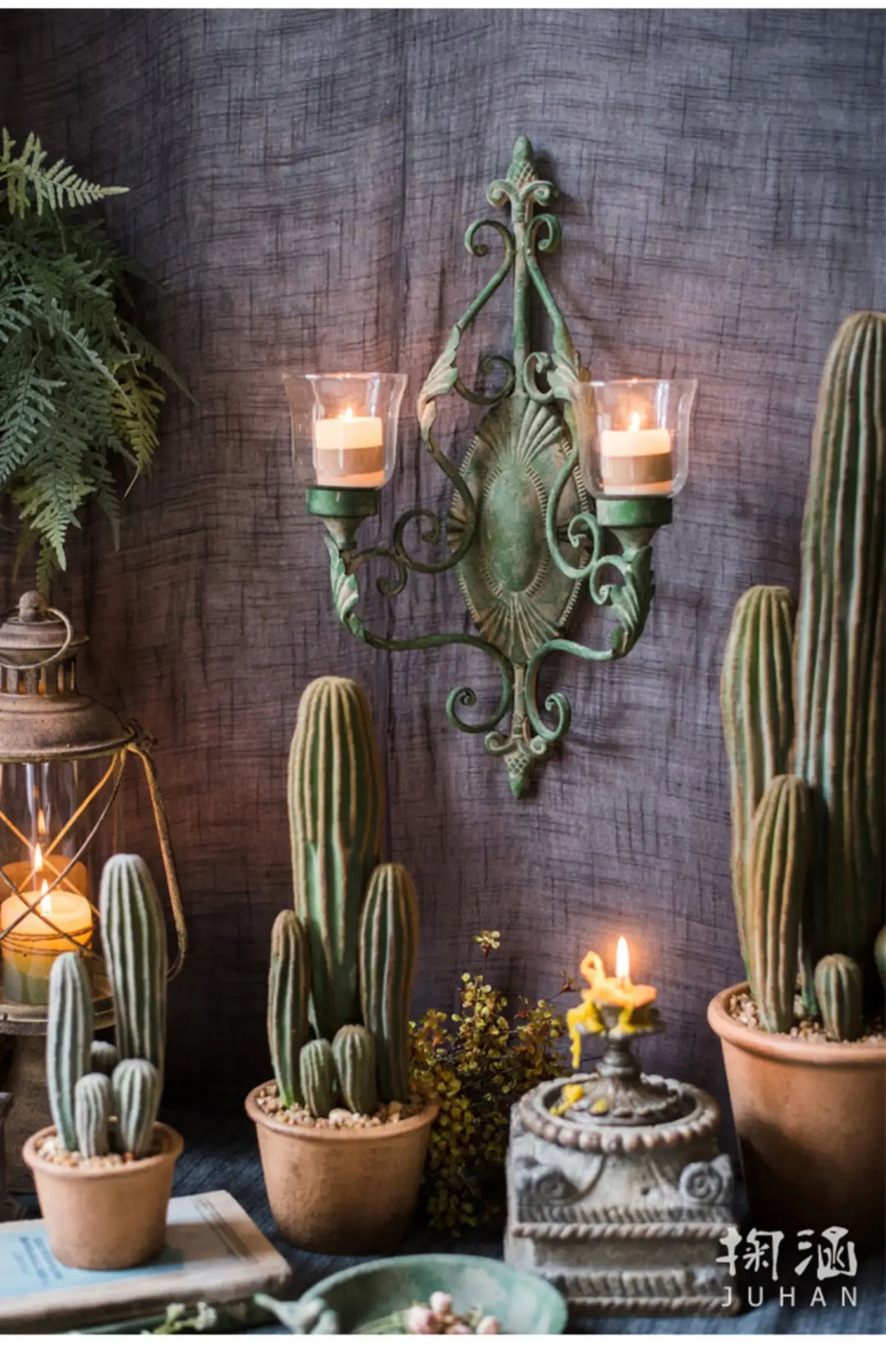 Juhan-Wall Hanging Candlestick, Wind Lamp, Retro Iron Art, Renovation Decoration, Grocery, Garden, Courtyard, French Style