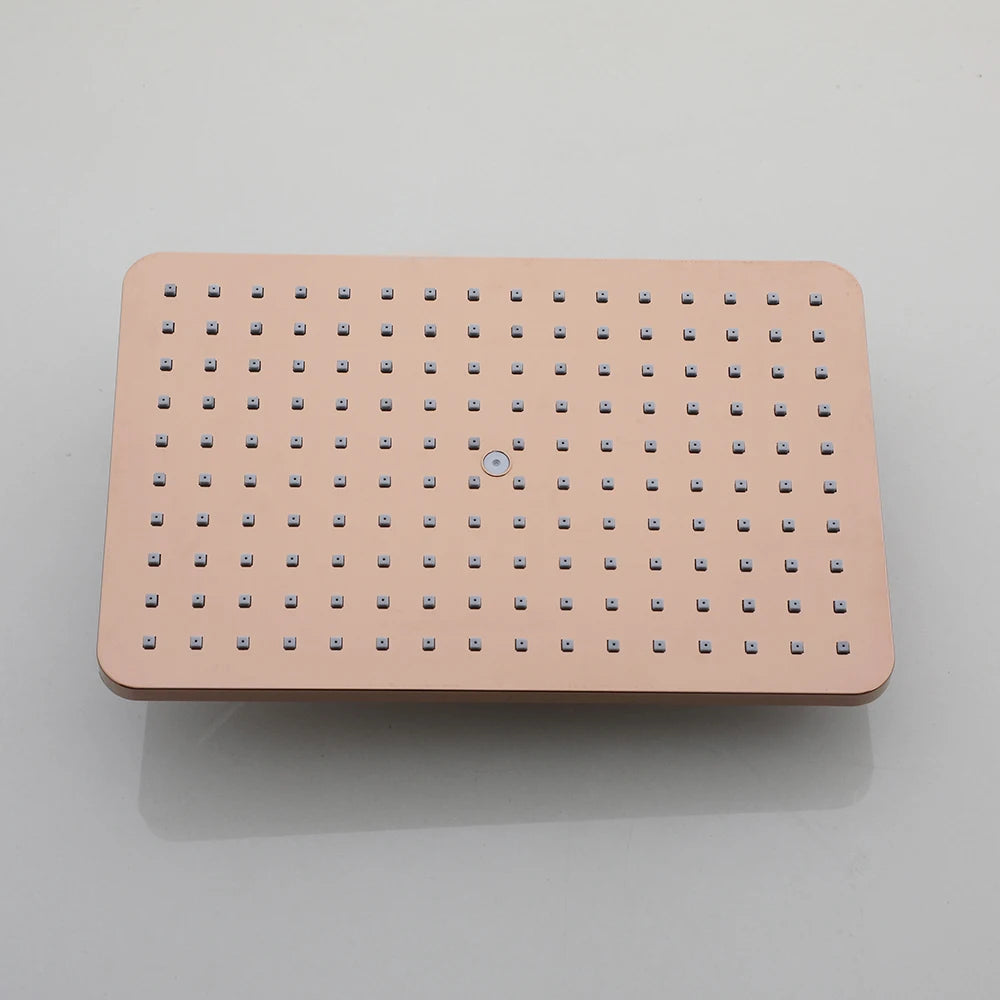 JIENI Luxury Rose Golden Shower Faucet Set Solid Brass Handle Bathroom Bathtub Mixer Rainfall Hand Shower & Spray Shower Facuet