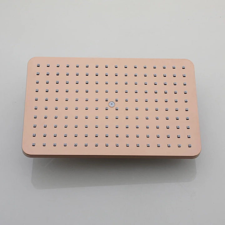 JIENI Luxury Rose Golden Shower Faucet Set Solid Brass Handle Bathroom Bathtub Mixer Rainfall Hand Shower & Spray Shower Facuet