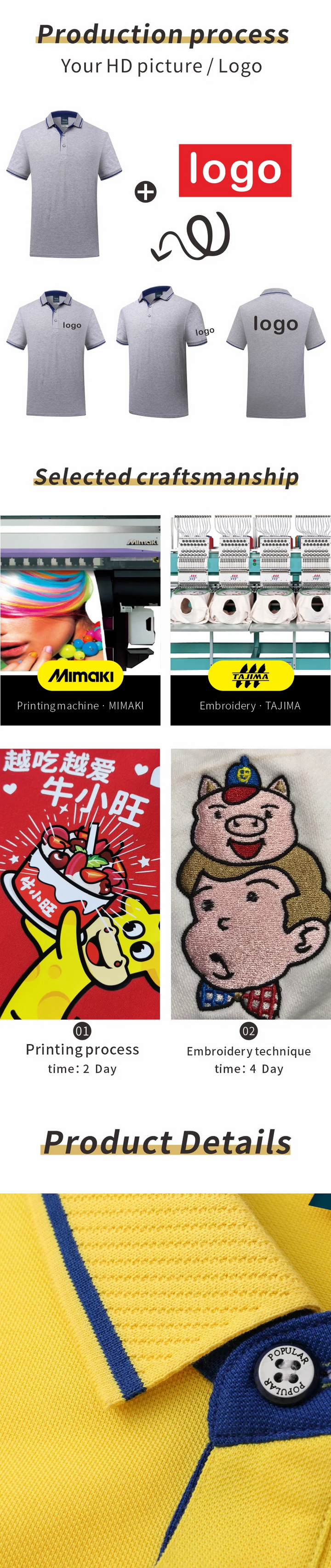 Custom Logo Summer Polo Shirt Short Sleeve Eye Catching Embroidered Text DIY Pattern for Shirt