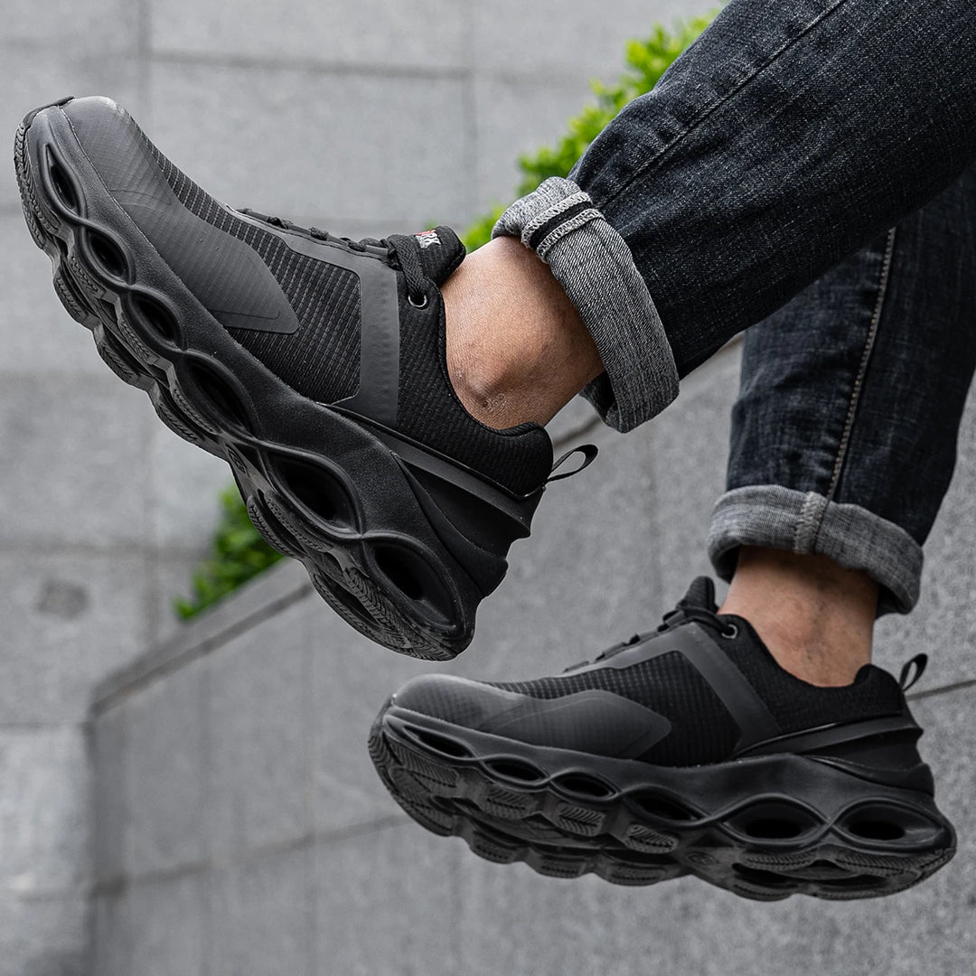 LARNMERN Men Safety Shoes Work Sneakers Steel Toe Shoes High Elasticity Shock Absorption Comfortable Shoe