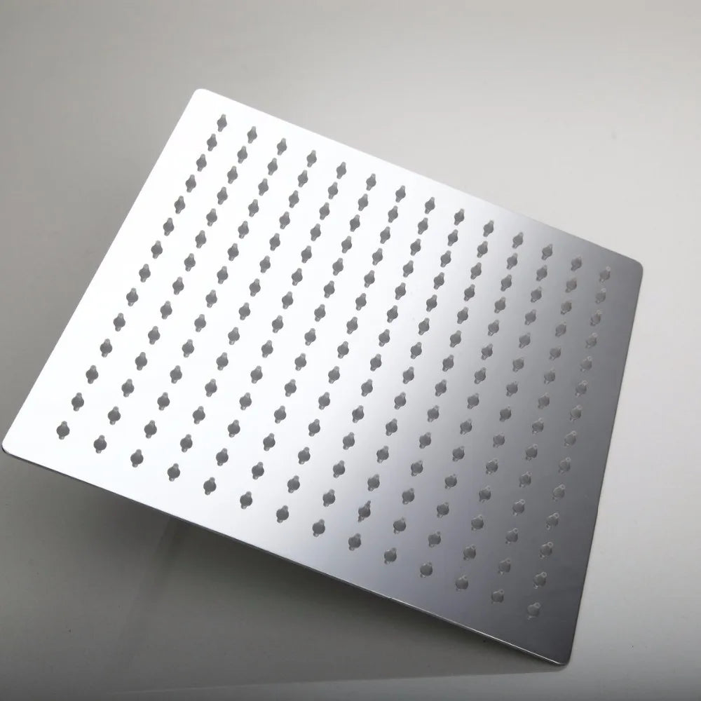 KEMAIDI Rainfall Bathroom Shower Head with Square Gooseneck Shower Arm Brass Wall Mount Shower Arm Bathroom Shower Head Set