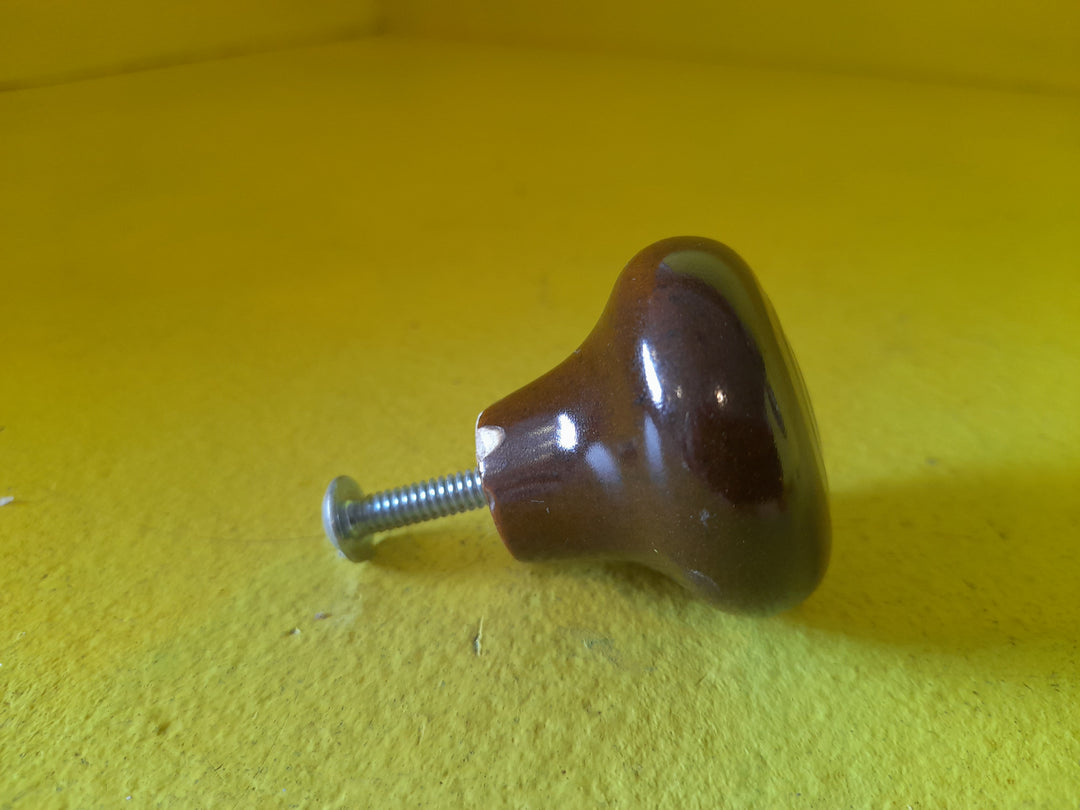 Brown Porcelain Bullseyes Cabinet Knob 40Dai/30H