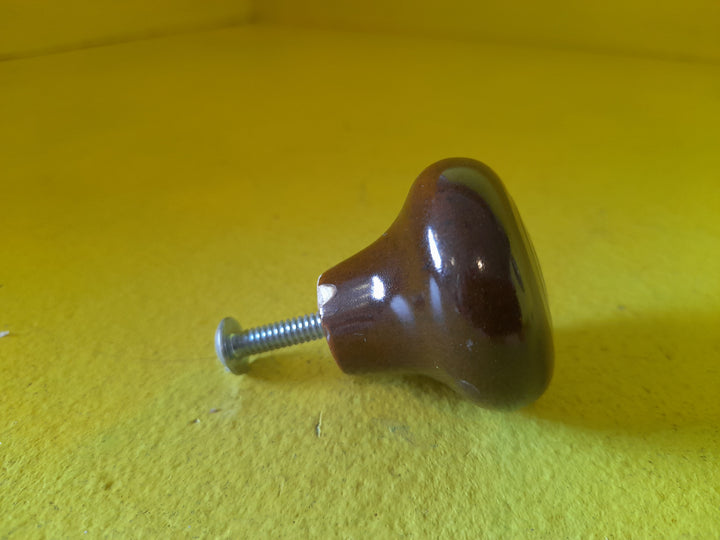 Brown Porcelain Bullseyes Cabinet Knob 40Dai/30H