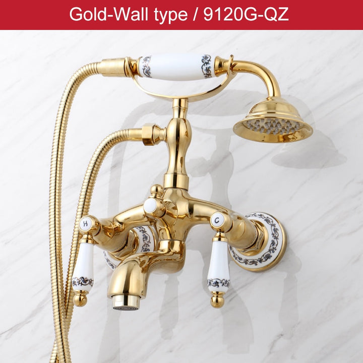 ELLEN Floor Stand Bathtub Faucets with Hand Shower Floor Standing Bath Tub Faucet Hot Cold Water Mixer Tap ELS9120