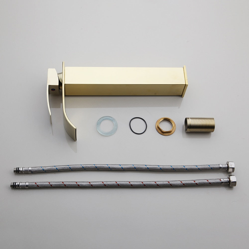 KEMAIDI  Golden Luxury Ceramic Washbasin Combine Mixer Faucets Set