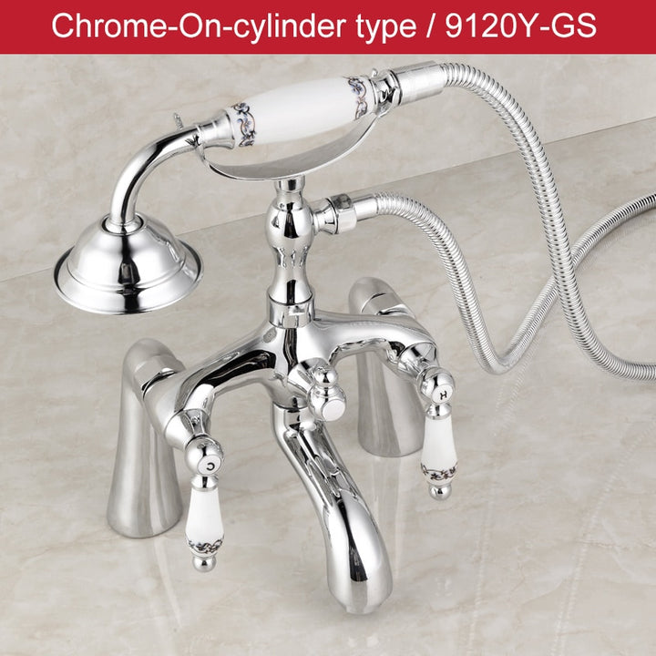 ELLEN Floor Stand Bathtub Faucets with Hand Shower Floor Standing Bath Tub Faucet Hot Cold Water Mixer Tap ELS9120