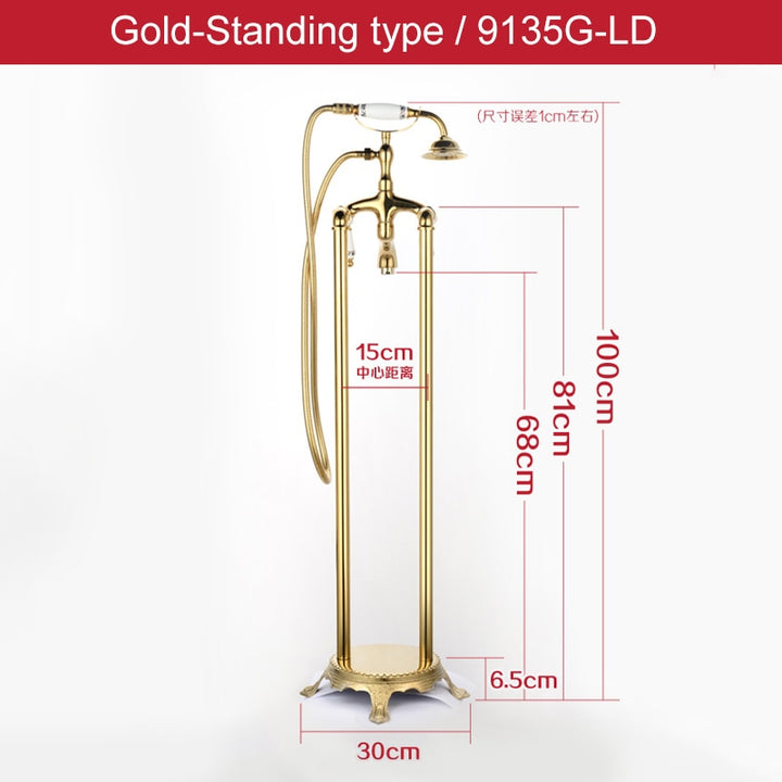 ELLEN Floor Stand Bathtub Faucets with Hand Shower Floor Standing Bath Tub Faucet Hot Cold Water Mixer Tap ELS9120