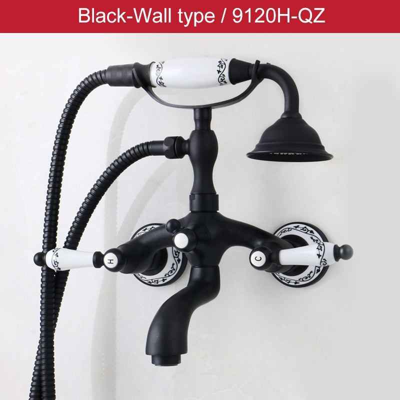 ELLEN Floor Stand Bathtub Faucets with Hand Shower Floor Standing Bath Tub Faucet Hot Cold Water Mixer Tap ELS9120