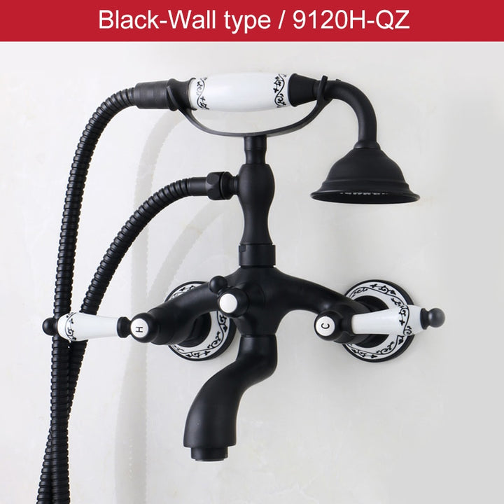 ELLEN Floor Stand Bathtub Faucets with Hand Shower Floor Standing Bath Tub Faucet Hot Cold Water Mixer Tap ELS9120