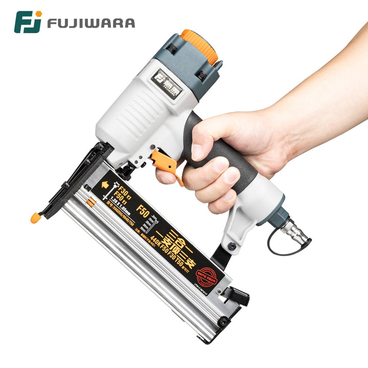 FUJIWARA 3-in-1 Carpenter Pneumatic Nail Gun 18Ga/20Ga Wood Air Stapler F10-F50, T20-T50, 440K Nails