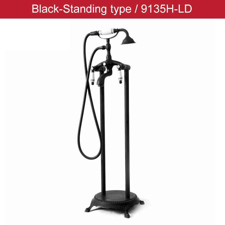 ELLEN Floor Stand Bathtub Faucets with Hand Shower Floor Standing Bath Tub Faucet Hot Cold Water Mixer Tap ELS9120