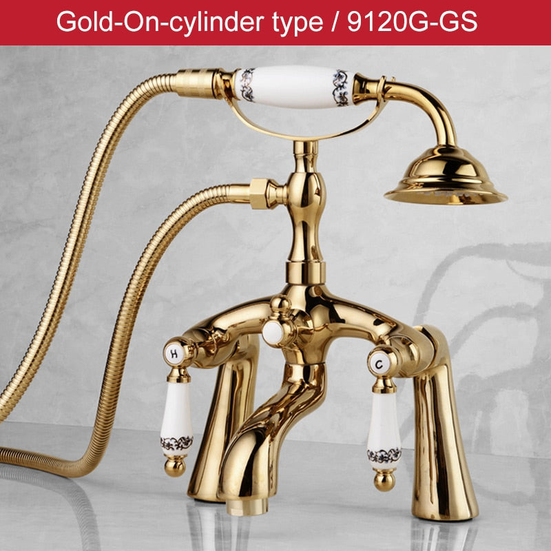 ELLEN Floor Stand Bathtub Faucets with Hand Shower Floor Standing Bath Tub Faucet Hot Cold Water Mixer Tap ELS9120