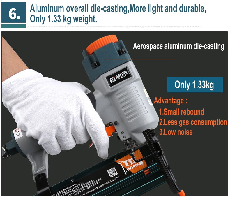 FUJIWARA 3-in-1 Carpenter Pneumatic Nail Gun 18Ga/20Ga Wood Air Stapler F10-F50, T20-T50, 440K Nails