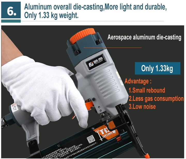 FUJIWARA 3-in-1 Carpenter Pneumatic Nail Gun 18Ga/20Ga Wood Air Stapler F10-F50, T20-T50, 440K Nails