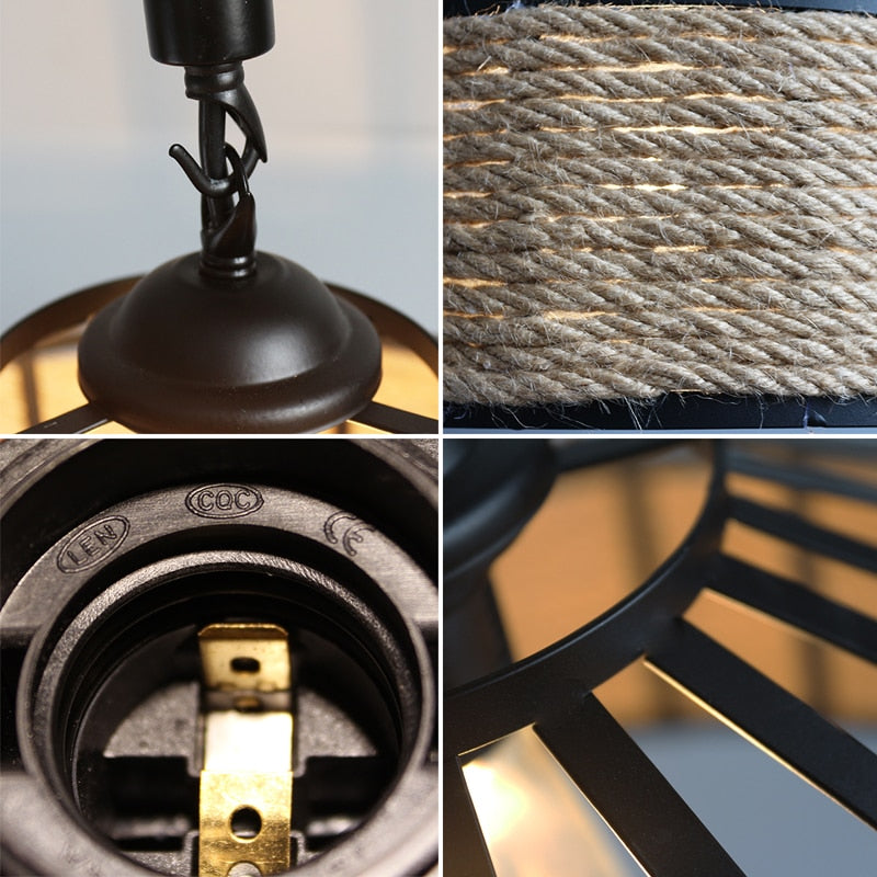 Industrial metal rope vintage pendant lights