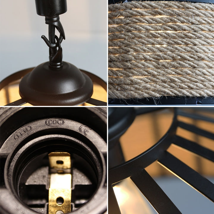 Industrial metal rope vintage pendant lights