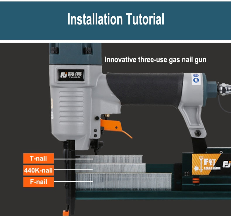 FUJIWARA 3-in-1 Carpenter Pneumatic Nail Gun 18Ga/20Ga Wood Air Stapler F10-F50, T20-T50, 440K Nails