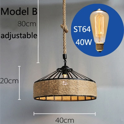 Industrial metal rope vintage pendant lights