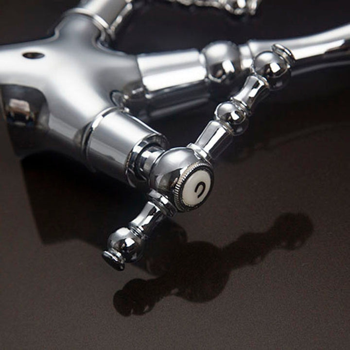 KEMAIDI Bathroom Faucet Polished Chrome 2 Handles Swivel Hot And Cold Mixer Tap Brass Basin Faucet Bathroom Sink Mixer