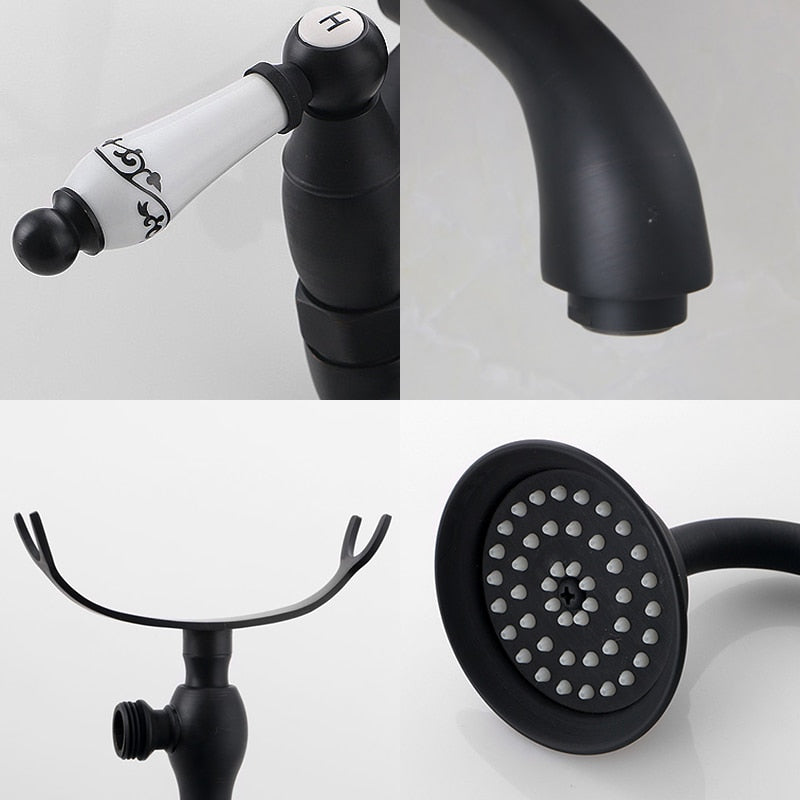 ELLEN Floor Stand Bathtub Faucets with Hand Shower Floor Standing Bath Tub Faucet Hot Cold Water Mixer Tap ELS9120