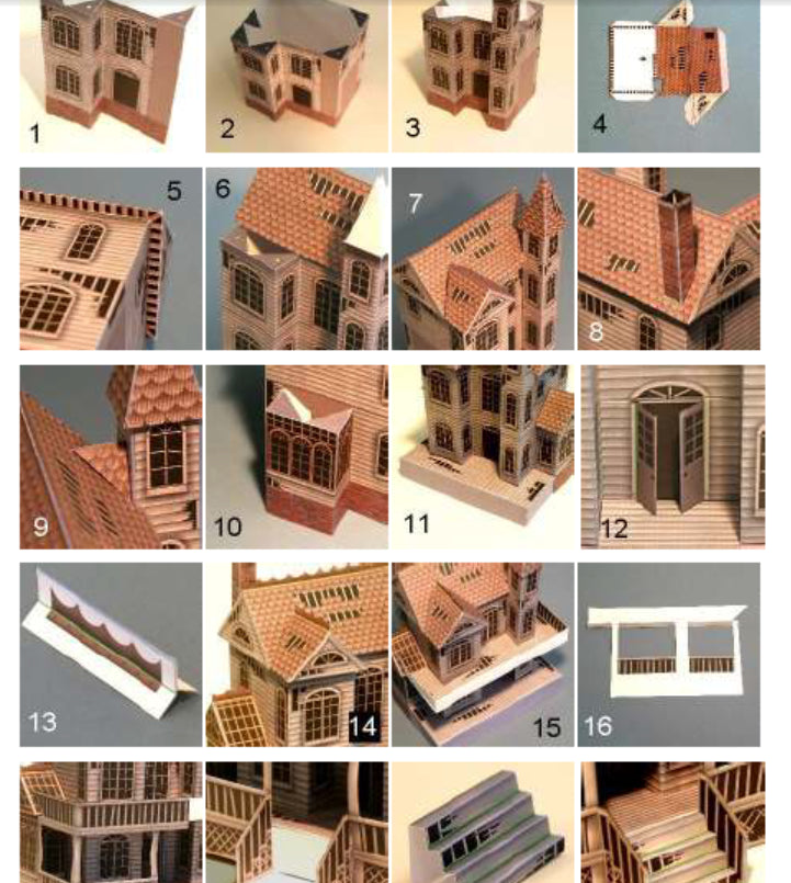 Horror Mystery Haunted House Building Halloween 3D Solid Paper Model DIY Handwork Papercraft Toy