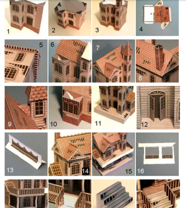Horror Mystery Haunted House Building Halloween 3D Solid Paper Model DIY Handwork Papercraft Toy