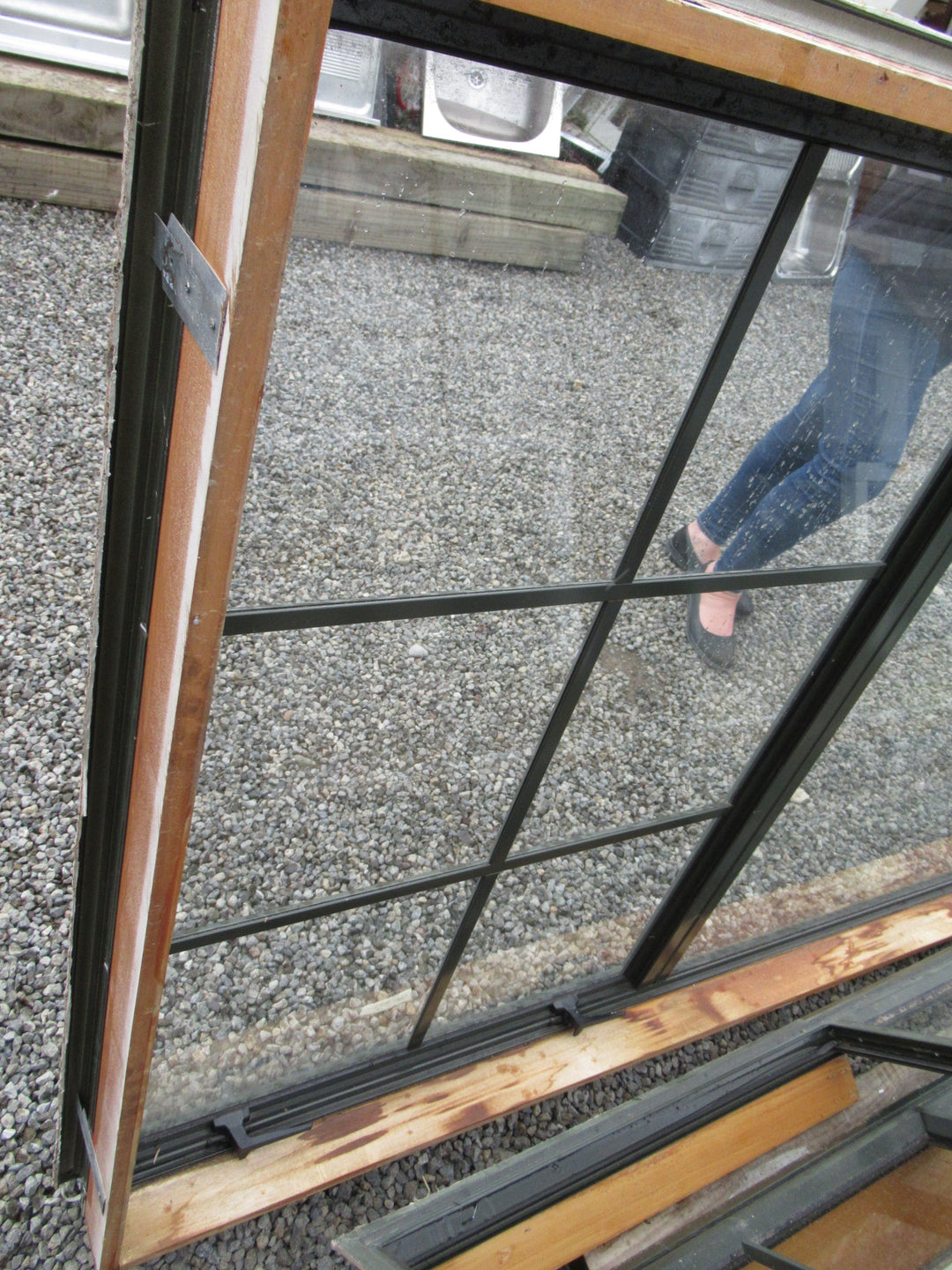 Large 3 Lite Green Aluminium Window   3000W x 1200H x 120D