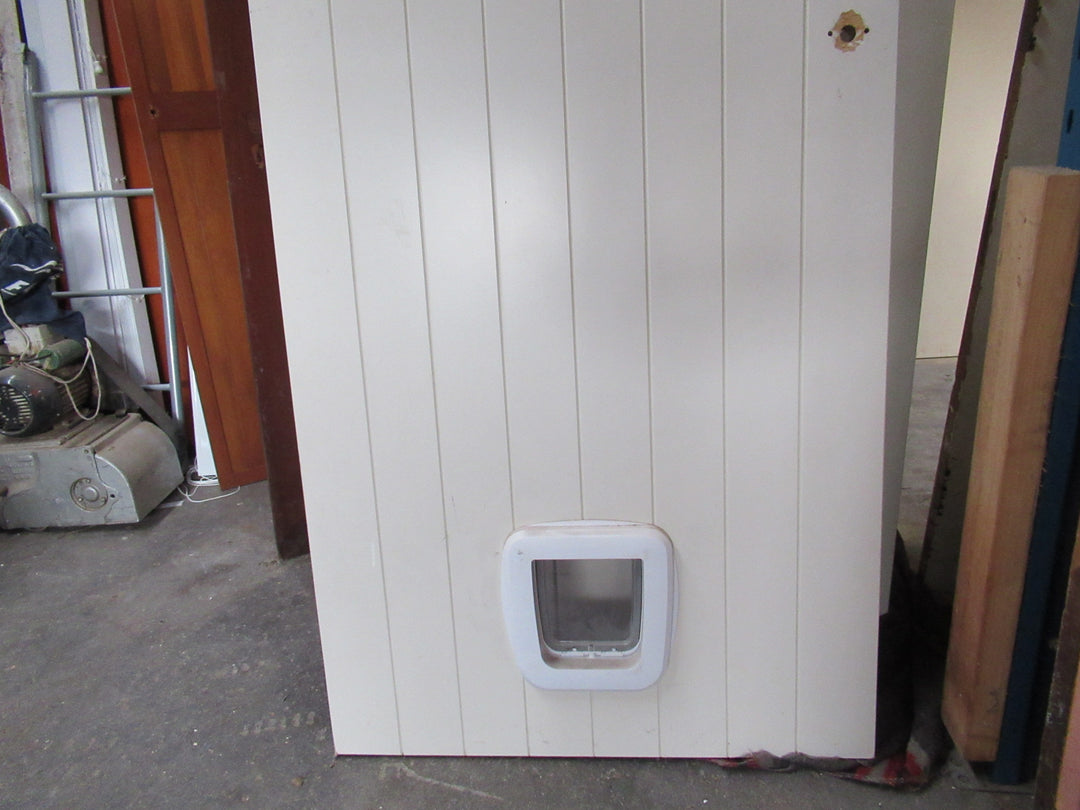 Modern T & G Style Door with Cat Flap 1980H x 810W x 40D