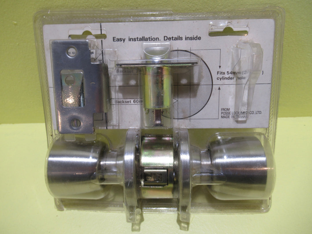 Brush Chrome Conical Knob Handle with Push Button Lock and Key Entry 50-65D x 56H