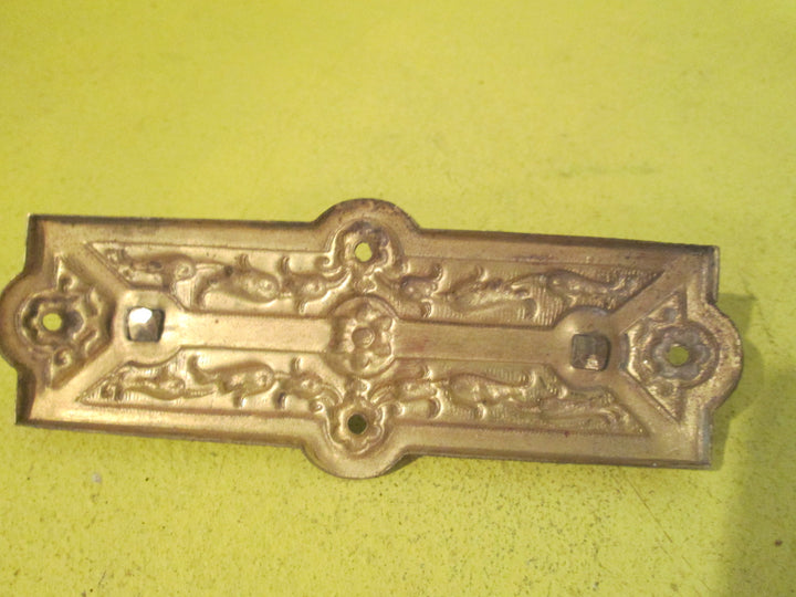 Brass Rectangle with Central Flower Draw  Pull Plate 12L x 42W/86L x 35W