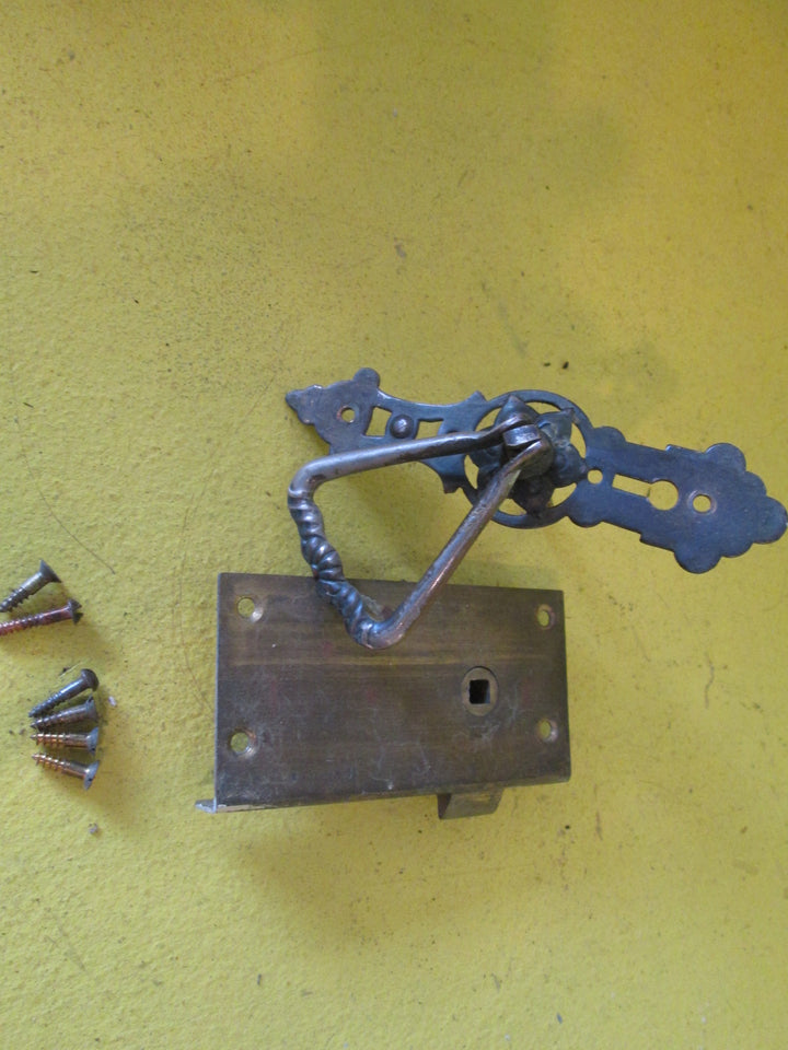 Hallway Cupboard Door Ornate Eschaton Plate with Triangle Pull Handle with Brass Lock 112L x 35W x 15H