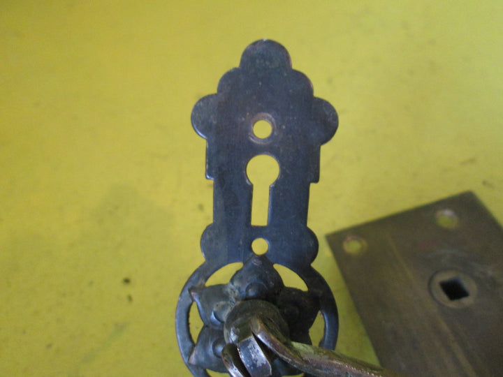 Hallway Cupboard Door Ornate Eschaton Plate with Triangle Pull Handle with Brass Lock 112L x 35W x 15H