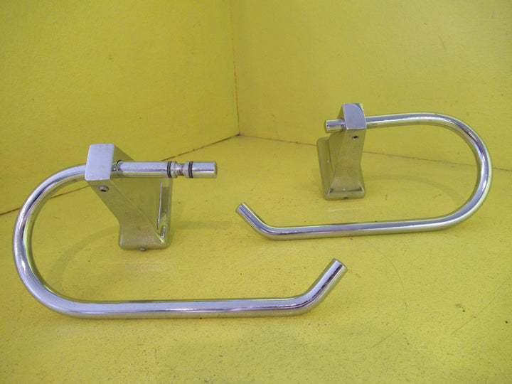 Chrome Toilet Roll Holder with Rectangle Mount.  57L x 32W x 75H, Roll 170L x 80H