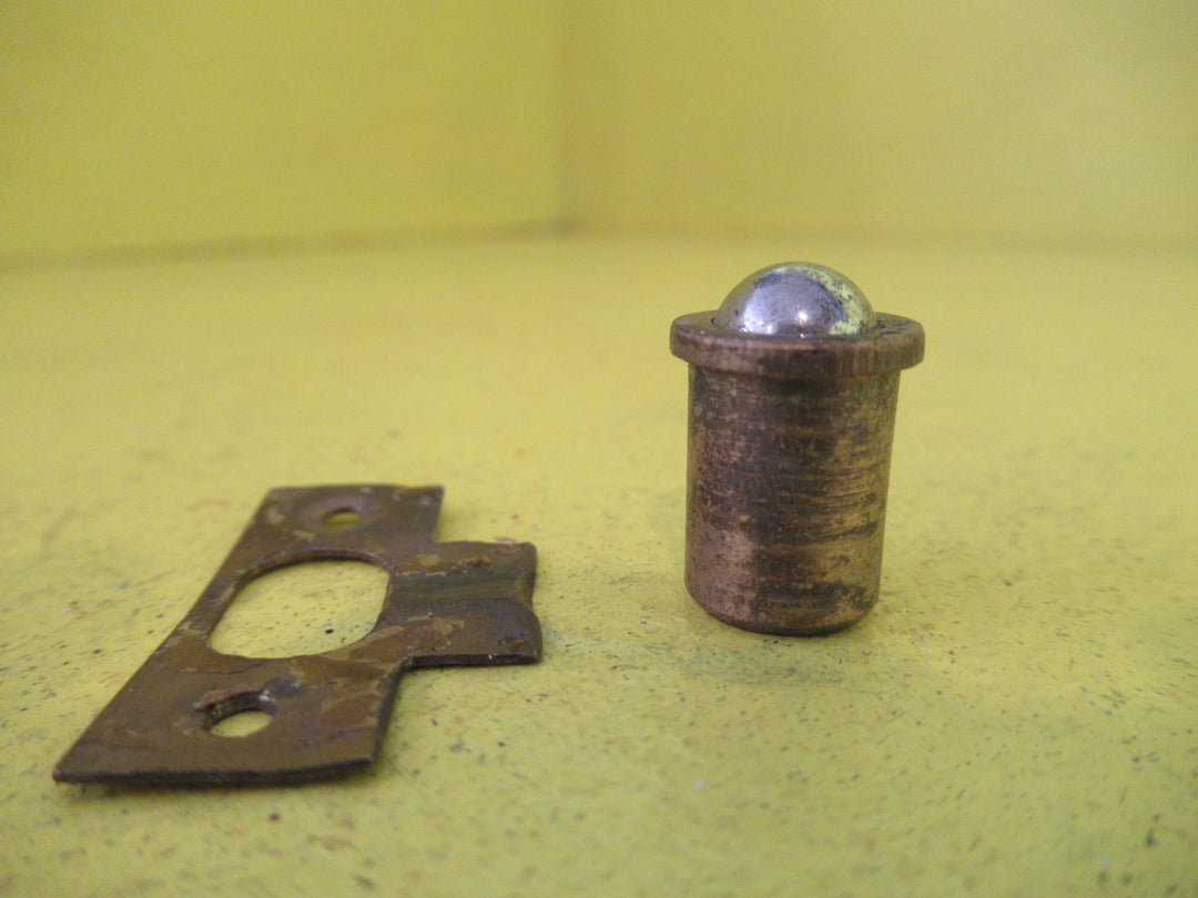 Brass Ball Bearing Insert & Striker Catch  10D x 15D,  Plate 27W x 16-11D