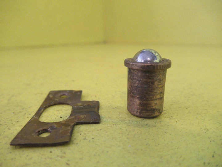 Brass Ball Bearing Insert & Striker Catch  10D x 15D,  Plate 27W x 16-11D