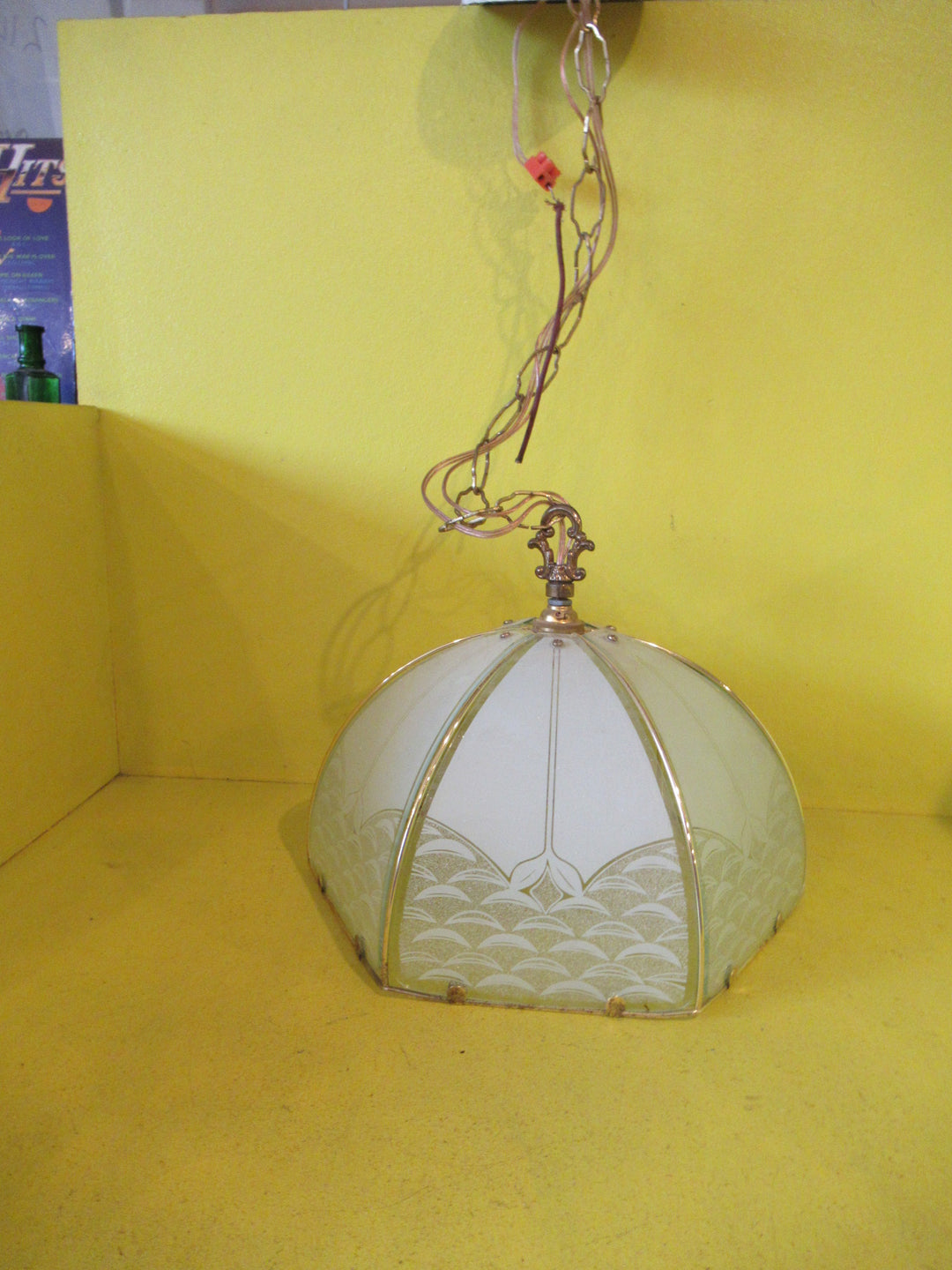 Brass Effect 6 Pane Pendant Ceiling Light  825H x 300W