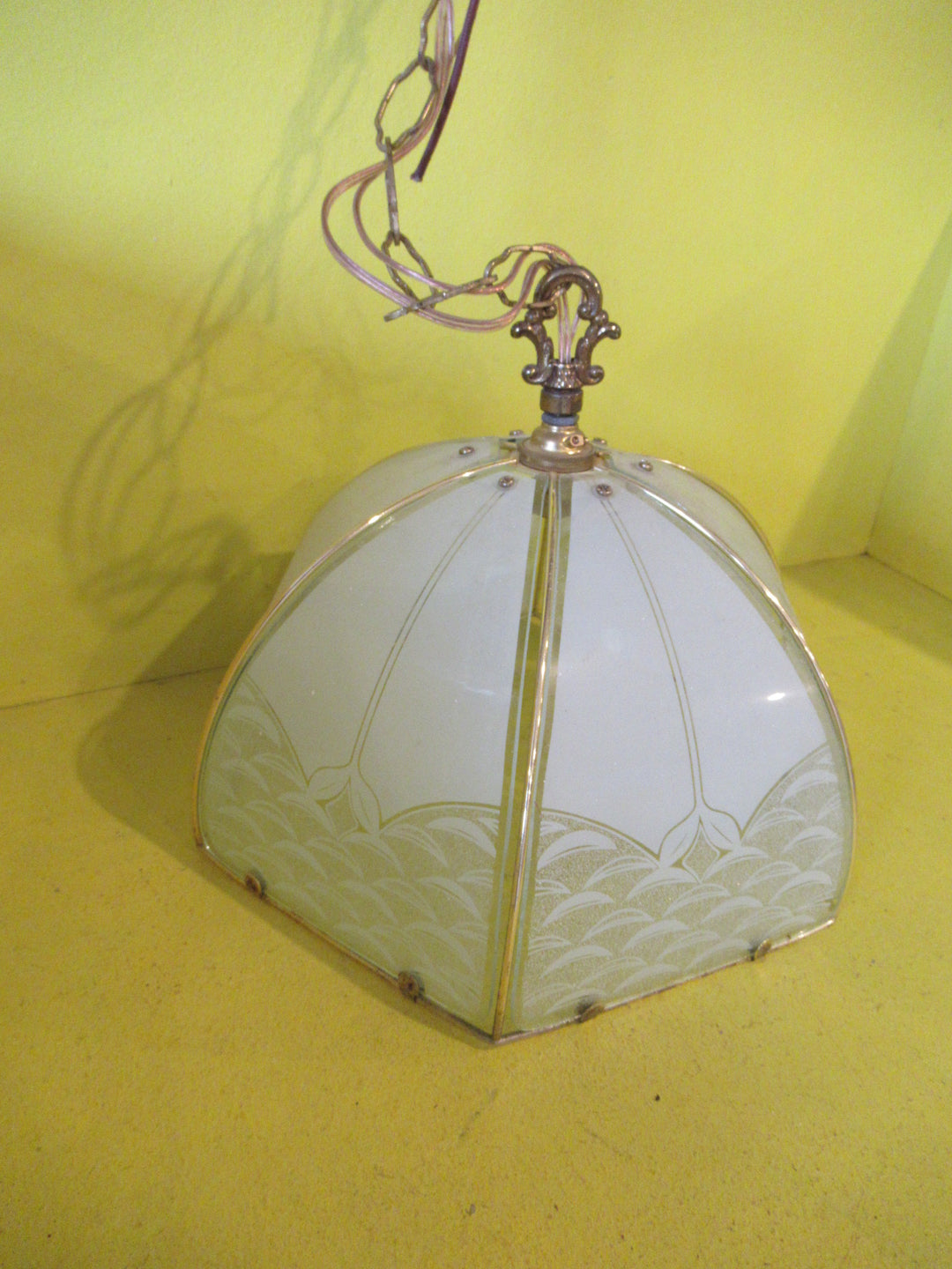 Brass Effect 6 Pane Pendant Ceiling Light  825H x 300W