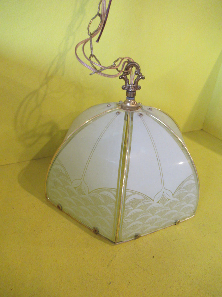 Brass Effect 6 Pane Pendant Ceiling Light  825H x 300W